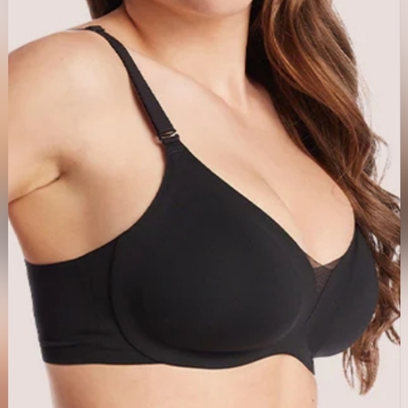 Comfelie Born For Her Mesh V Neckline Seamless Plunge Bra WIRELESS 2XLPlus Black - Picture 4 of 7
